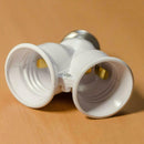 2Head  E27 to 2 E27 Lamp Socket Splitter Adapter Light Bulb Base Stand Holder.