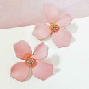 Korean Girls Flower Ear Stud Casual Women Sweet Earrings Jewelry (Pink)