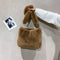 Women Plush Messenger Bag Big Capacity Fluffy Shoulder Handbags (Brown)