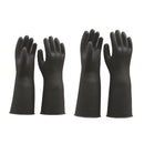 2 Pairs Arm Length Latex Rubber Gloves Textured Grip Black - 55cm/60cm