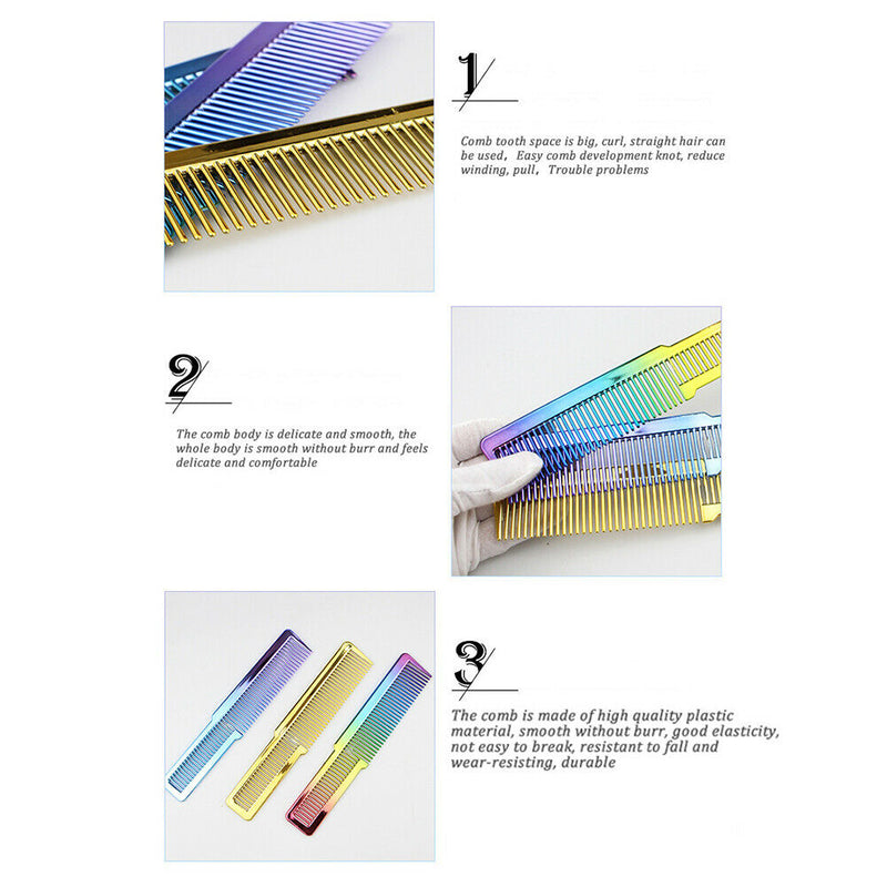 Electroplating Rainbow Comb Clipper Oil Head Hair Styling Comb (Blue)
