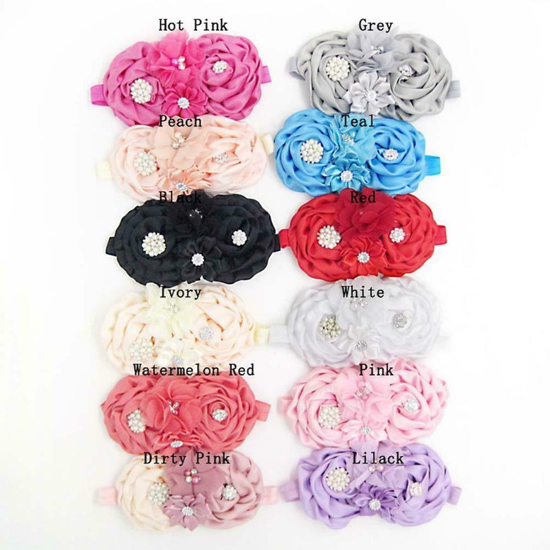 Girls Baby Children Satin Rose Headband Hair Bow Band Acsories