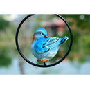 2pcs Hanging Robin Birds Statue Sculpture On Metal Round Ring Decor for Patio