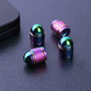 4pcs Rainbow Color Bullet Shaped Wheel Tyre Valve Stem Caps Dust Covers