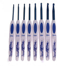 8pcs Blue and White Porcelain Handle Aluminium Crochet Hooks Knitting Set