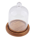 Glass Steel Cloche Dessert Cake Cover Display with Base Low Red brown