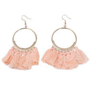 1 Pair Of Ladies Round Earrings Long Drop Earrings With Tassels Earrings Pi