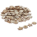 100pcs Wooden Flowers and Leaves Embellishment Wooden Shape Wood Slices Craft
