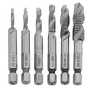 12pcs 1/4" Hex Shank Screw Thread Tap Metric SAE Combination Tap Drill Bit Tool