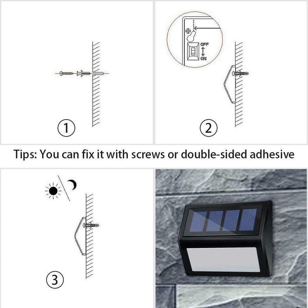 4pcs Outdoor 6LED Solar Power Stair Light Waterproof Garden Street Lamp