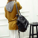 Casual Women Soft PU Leather Backpack Travel Grils School Backpack Black