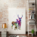 Unframed Modern Art Canvas Oil Painting Nordic Elk Family Print Wall Decor L