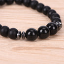 Black Tourmaline Matte Agate Stone Protection Yoga Beaded Stretch Bracelet ME