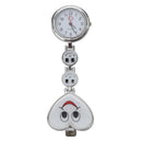 White Heart Quartz Movement Clip Nurse Brooch Fob Tunic Watch Smile Face