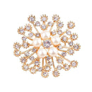 Fashion Women Large Brooches Lady Snowflake Imitation Pearls Rhinestones Cr