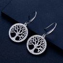 Creative Women Shining Zircon Rhinestones Tree Hollow Drop Earrings Jewelry