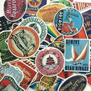 55pcs/Set Retro Fashioned Style Travel Stickers Luggage Suitcase High Quality