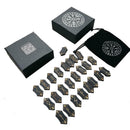 25Pcs Black Tumbled Engraved Lettering Rune Stones Healing Wicca Chakra Set