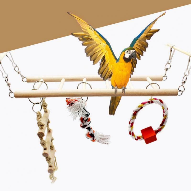 1PC Parrot Toys Parrot Climbing Net Hanging Ladder Bridge Macaw Cage Chew D H8B7