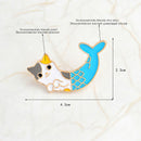 Enamel Mermaid Cat Brooch Pins Shirt Collar Pin Breastpin Women Jewelry Gift M&E