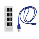 4 Port USB 3.0 Hub with High Speed Adapter ON OFF Switch for Laptop PC White