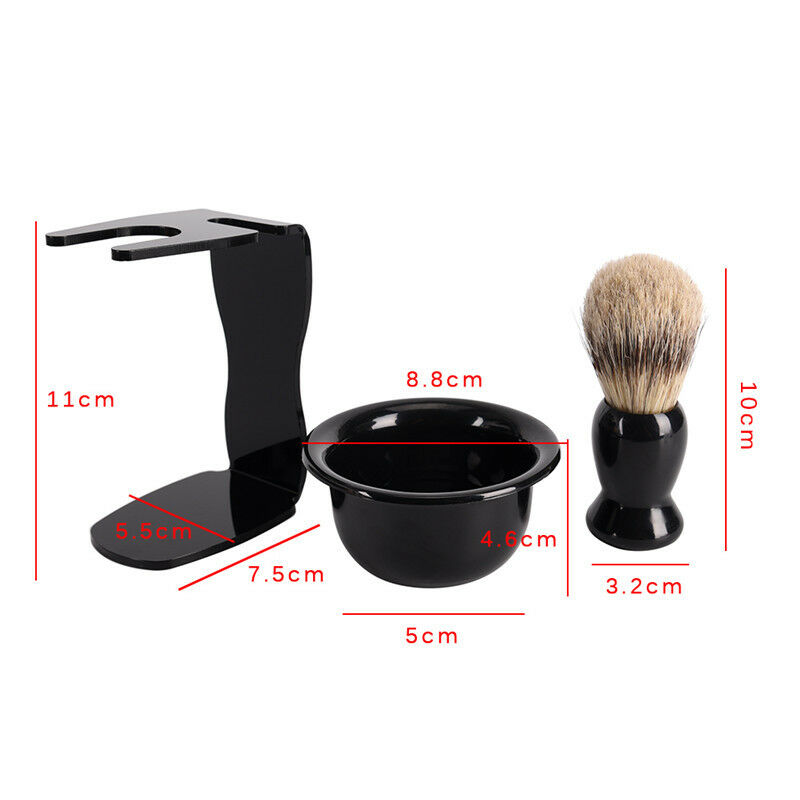 3 In 1 Shaving Soap Bowl +Shaving Brush+ Shaving Stand Men Beard Cleaning To FT