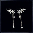 Fashion Leaf Zircon Tassel Long Earrings Drop Dangle Women Elegant Jewelry Gifts