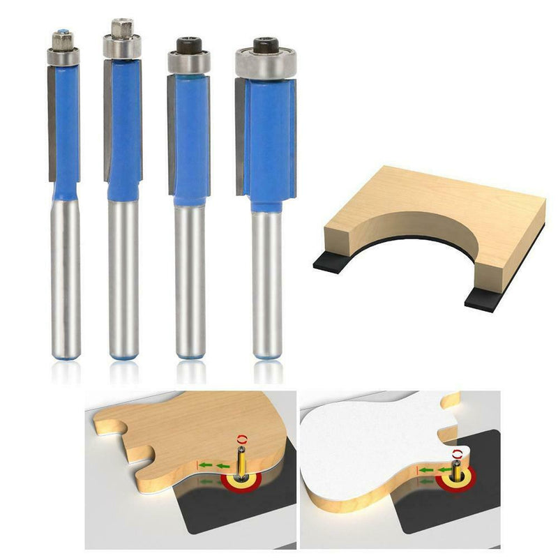 4pcs/set 1/4inch Handle Engraving Trimmer Wood Router Bits Milling Cutter A