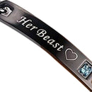 His Beauty Her Beast Alloy His and Her Bracelet Matching Cuban Link Chain W