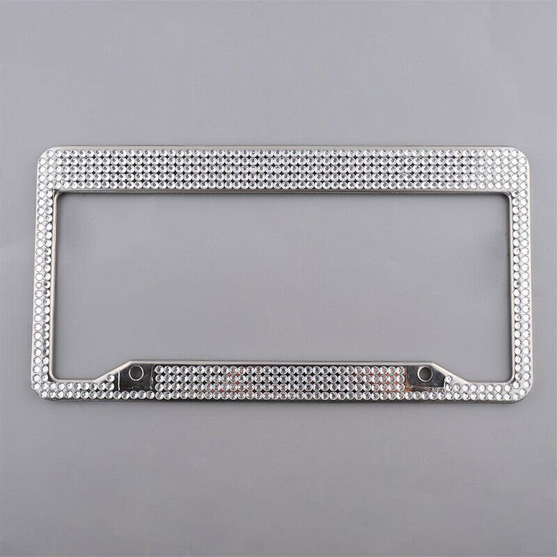 Stainless Steel Metal Noble Luxury Bling Crystal Number License Plate Frame J6C4