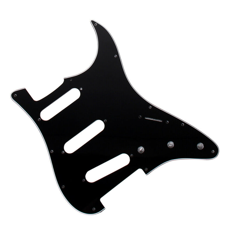 3Ply SSS 11 Holes Strat Electric Guitar Pickguard for FD (Black) A