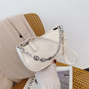 Alligator Pattern Shoulder Totes Bag Women Leather Chain Handbag (Beige)