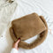Women Plush Messenger Bag Big Capacity Fluffy Shoulder Handbags (Brown)