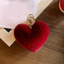 5 Pcs Cute Heart Pompom Keychain Women Bag Cars Simple Fluffy Key Chain Key X6M3