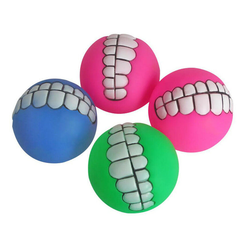 Pet Dog Novelty Play Durable Squeaky Teeth Pattern Smile
