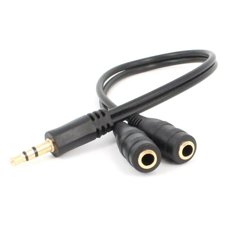 2x 3.5Mm Audio Splitter Y Cable Headphone Adapter 1 Male Jack To 2 Dual Femal JR