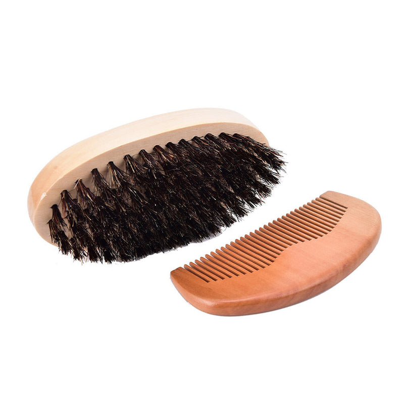 Men'sboar bristle beard brush and comb, beard comb grooming kit brush+combset 3C