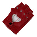 Women PU Leather Motorcycle Bike Car Fingerless Performance Gloves Red T7T5