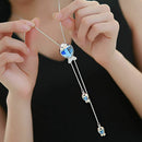 Fashion Long Fish Sweater Chain Necklace High Jewelry Crystal Women's Chain