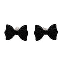 1 Pair Fashion Cute Black Rhinestone Crystal Bowk Bow Tie Stud Earring N1F5