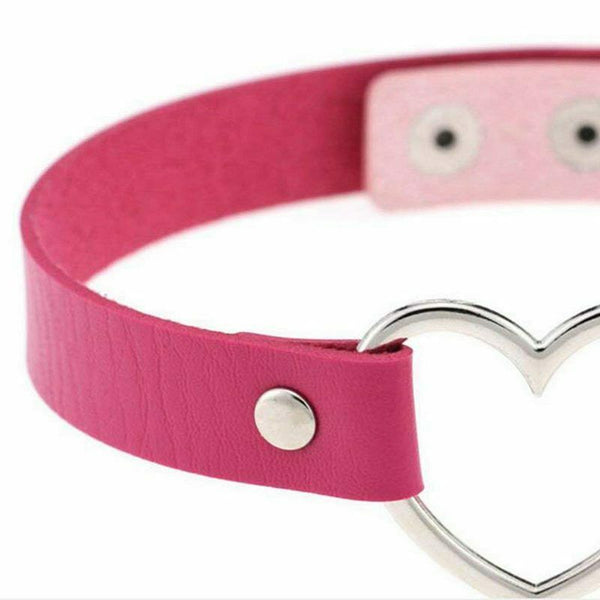 1 x Fashion womens Mens PU Love Heart Choker Leather Collar Punk Heart Goth