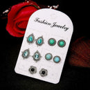 5Pairs of Blue Turquoise Peacock Feather Earrings Court Retro Fashion Earri S7D9
