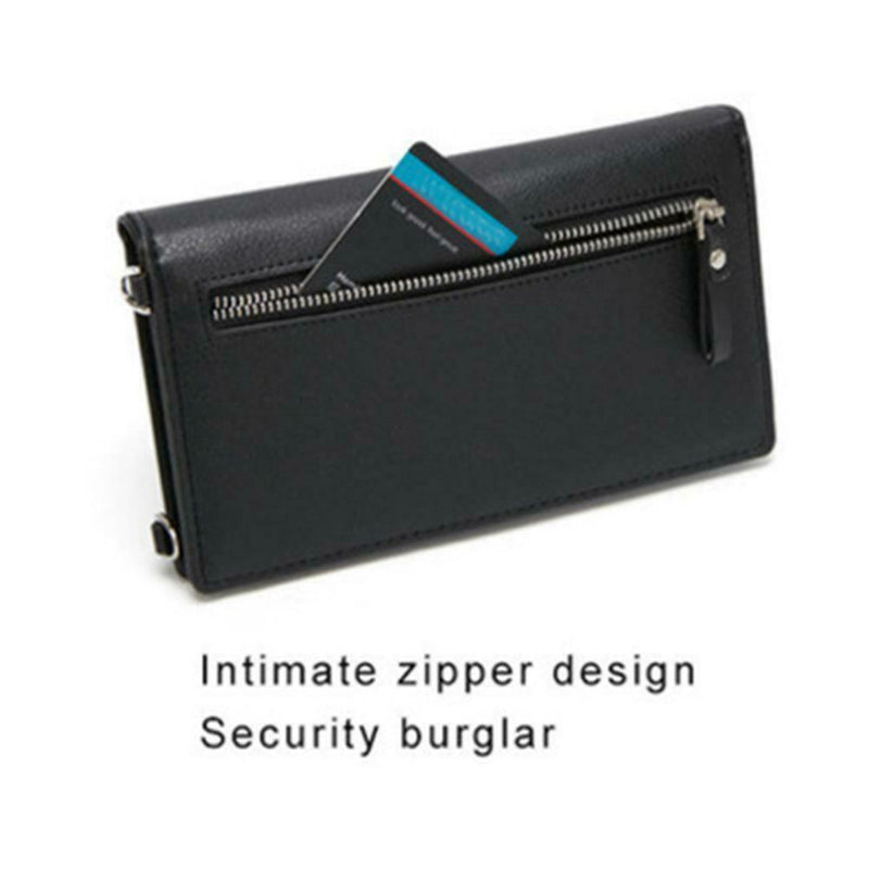 Women Messenger Bag PU Leather Phone Purse Mini Shoulder Handbag (Black)