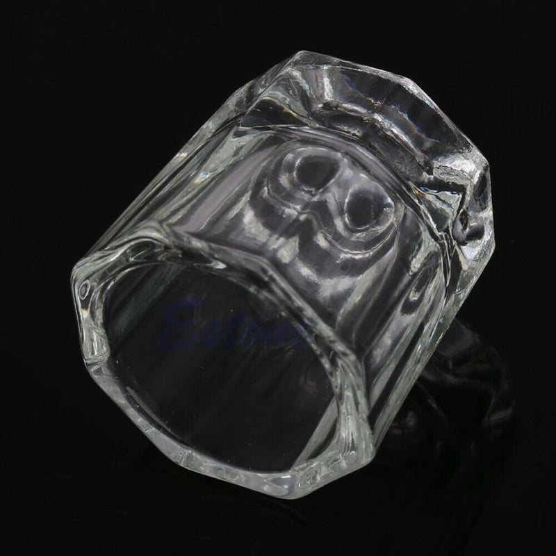 Nail Art Acrylic Crystal Glass Dappen Dish Bowl Cup Clear Nail Tools with Lid