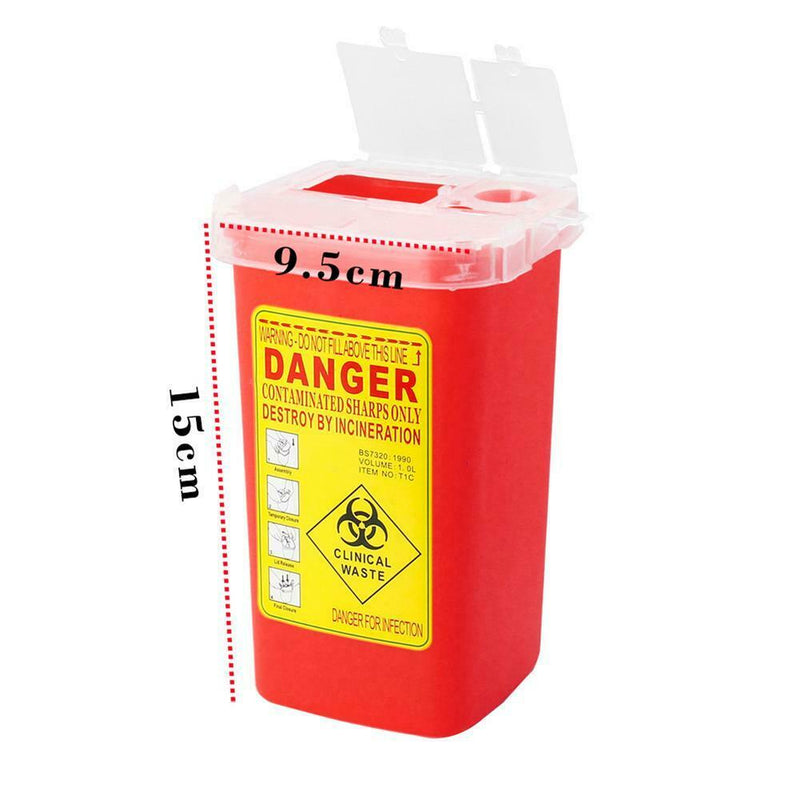 1L Plastic Tattoo Medical Sharps Containers Biohazard Needles Disposal Waste A