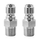 2x NPT 3/8 inch Threaded Male Quick Connect Plug Adapters for Pressure Washer
