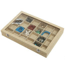 24 Grid Linen Jewelry Box Removable Jewelry Showcase Storage Rings Earrings