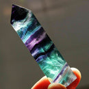 Colorful 100% Natural Fluorite Quartz Crystal Wand Point Healing Stone 50G Gift