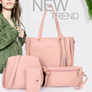 4packs 4-Piece Leather Handbag Top Handle Shoulder Bag Wallet Card Bag