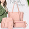 4packs 4-Piece Leather Handbag Top Handle Shoulder Bag Wallet Card Bag